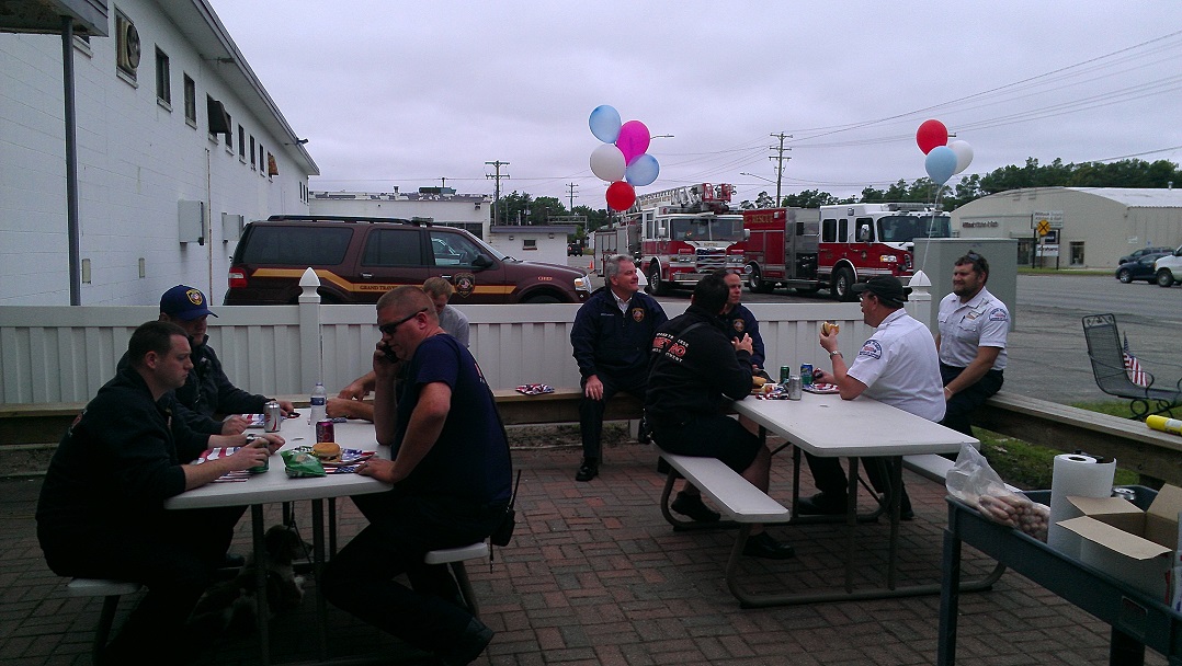 Firemen & EMTs eating with EPI